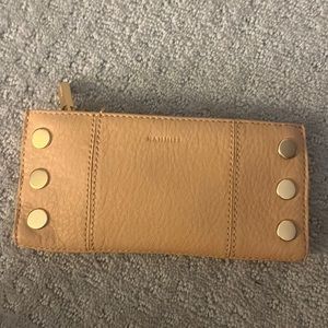 Never used barley tan 110 north hammitt leather wallet, gold hardware